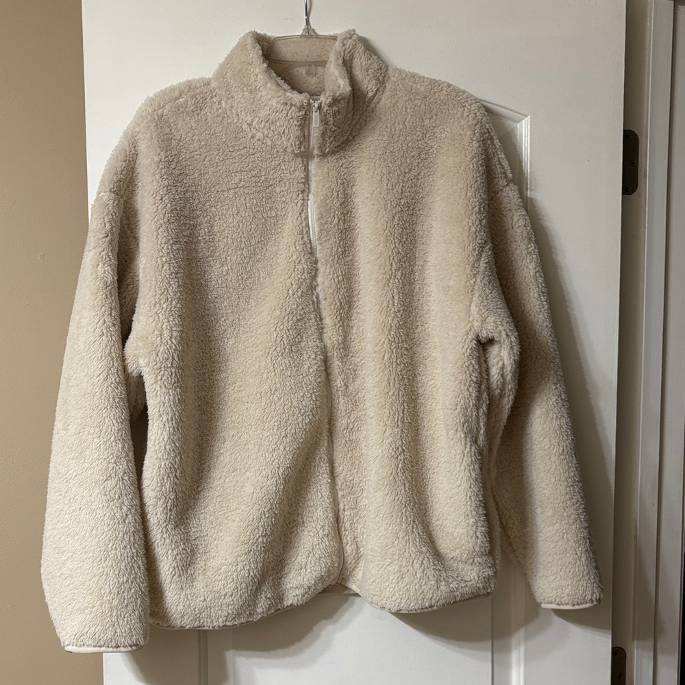PINK Victoria's Secret Cream Sherpa Zip-Up
